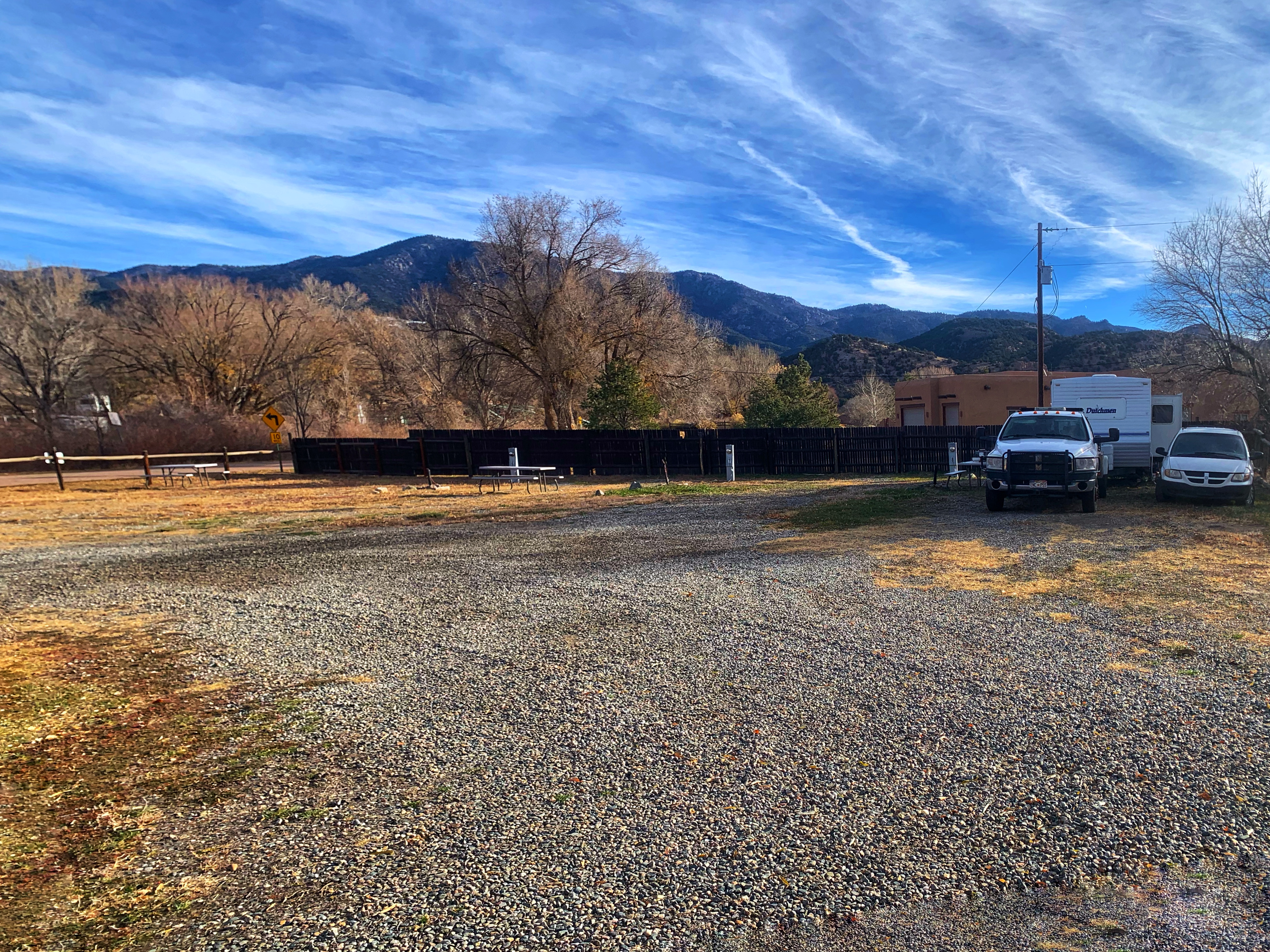 Lower River Zone overview showing tree-lined RV sites with privacy and river access