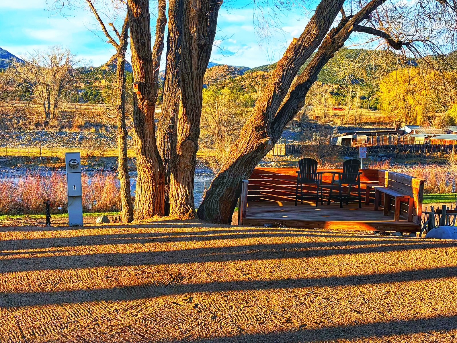 Premium RV Site 4 at Dark Sky River Lodge — private river-view deck in Upper River Zone near Salida Colorado