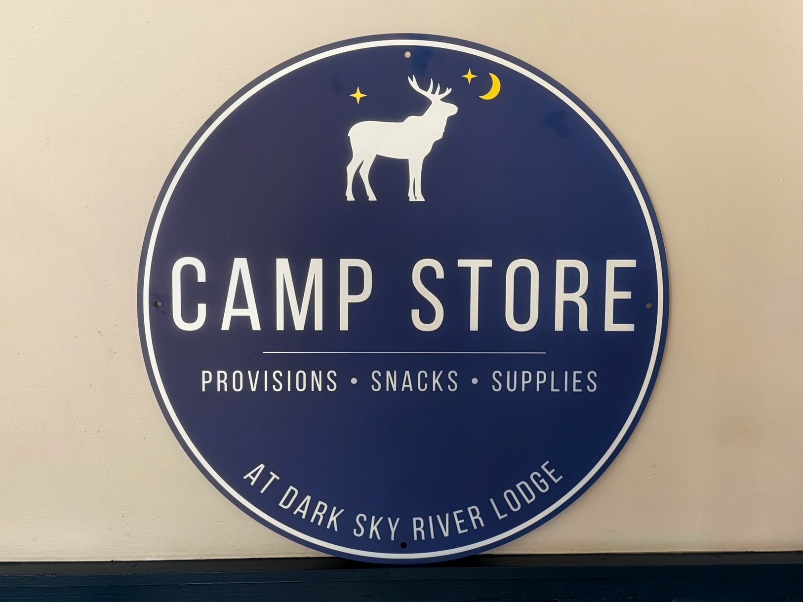 Camp Store sign at Dark Sky River Lodge in Howard, Colorado