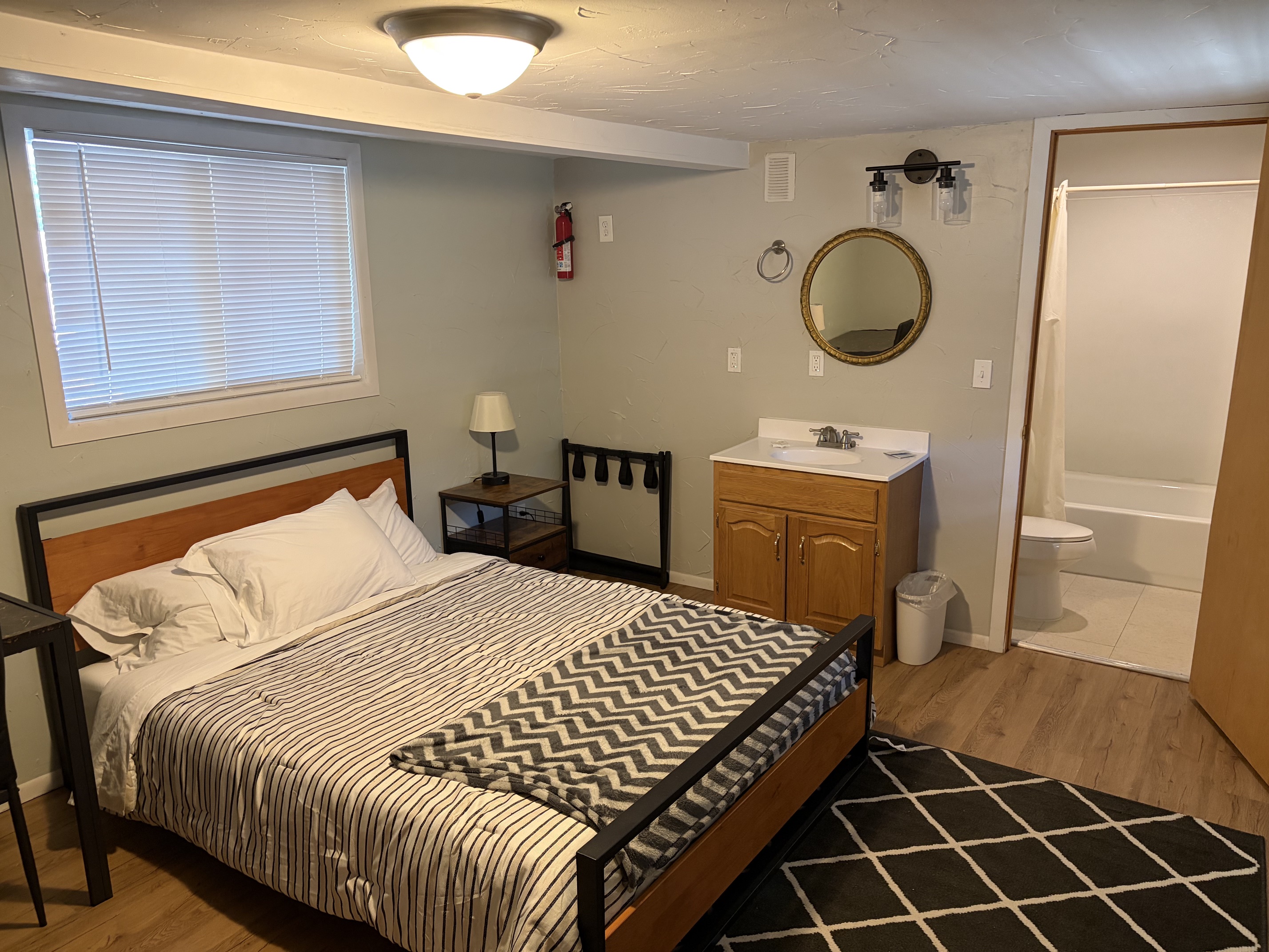 Furnished lodge room at Dark Sky River Lodge