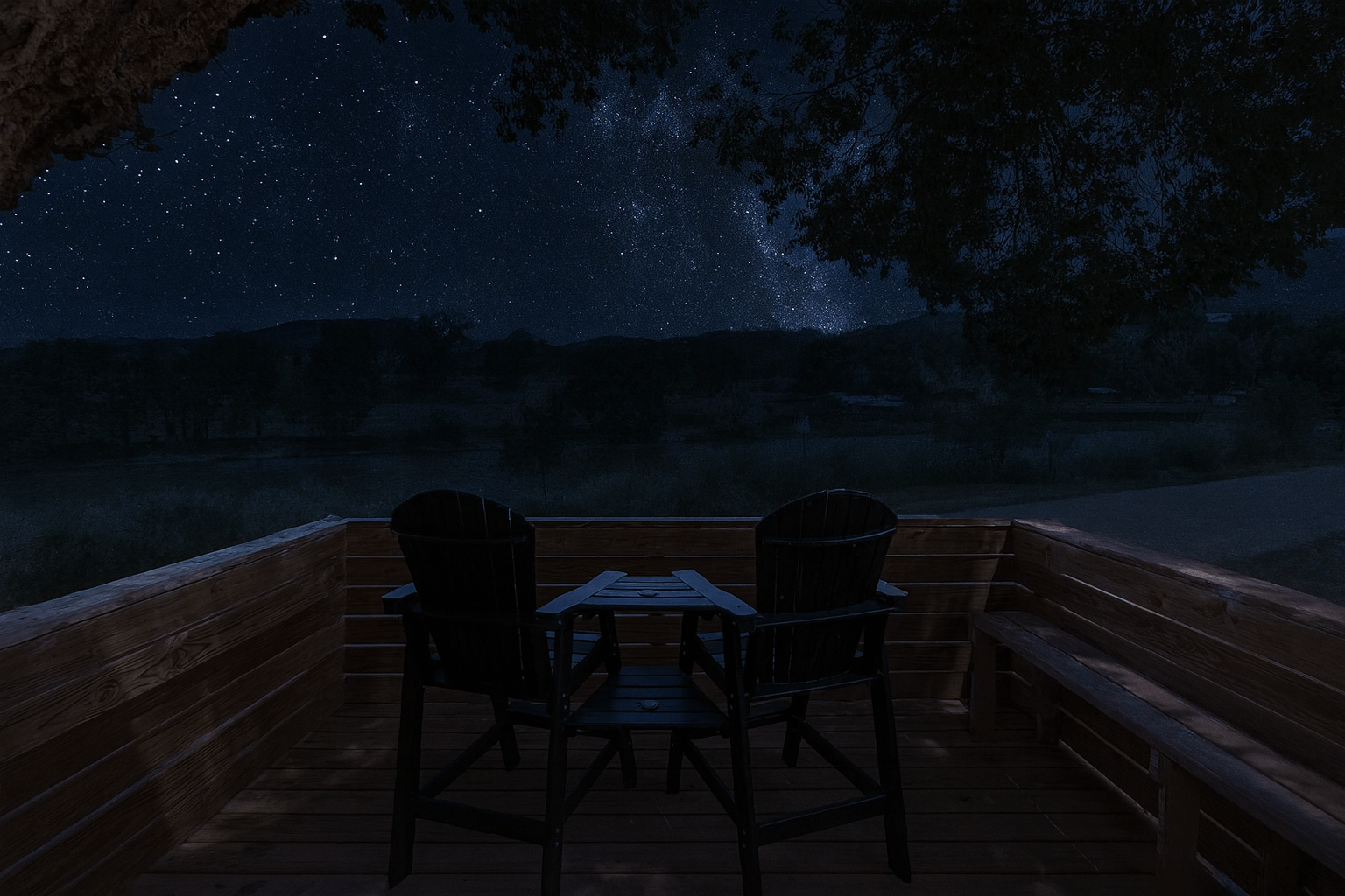 Dark Sky River Lodge nestled along the Arkansas River in Howard Colorado with mountain views